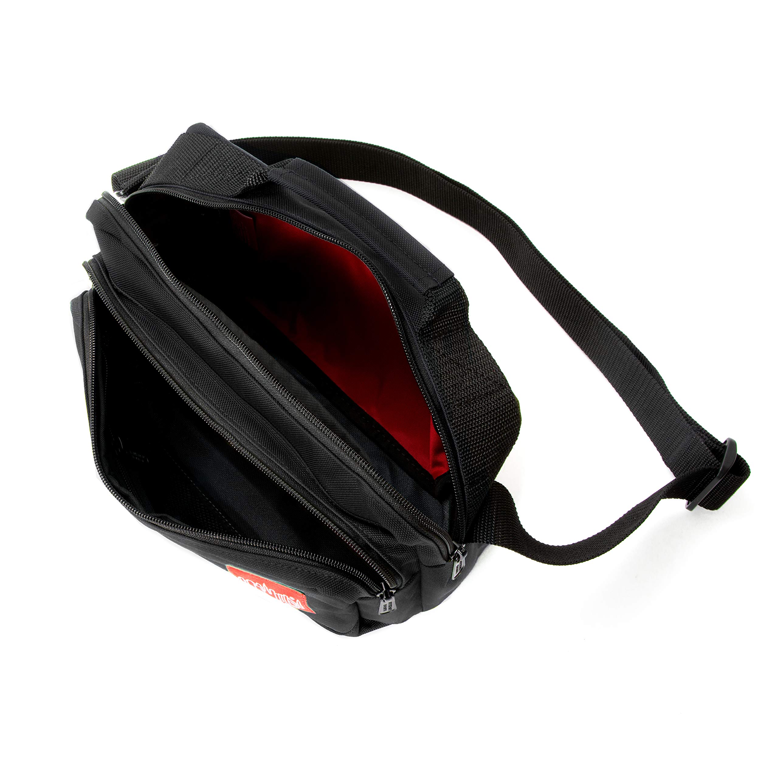Manhattan Portage Shaw Shoulder Bag With Adjustable Strap Signature Red Lining Water Resistant Coating 1000D Cordura® For Work College Travel (Black) - Image 6