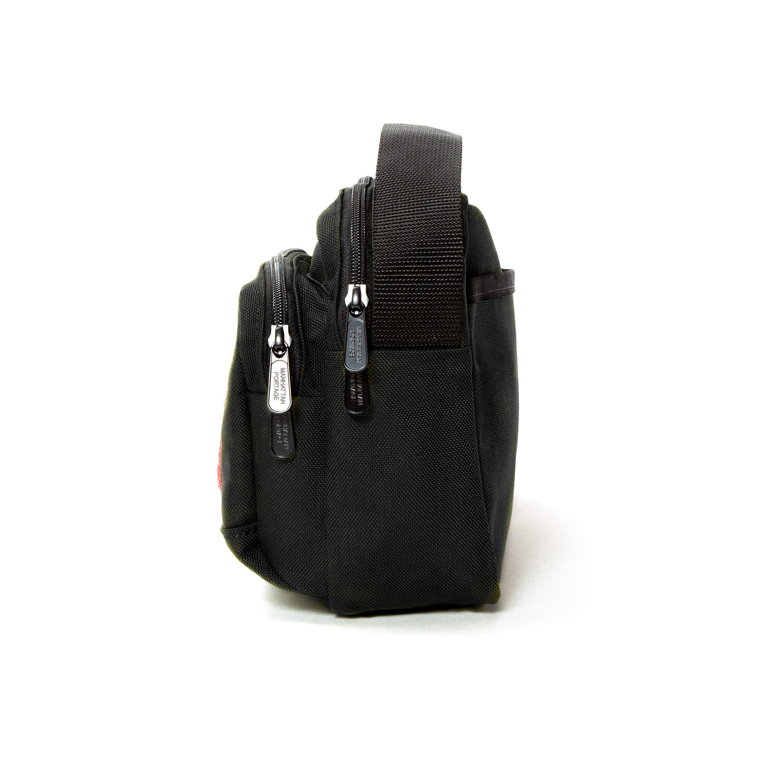 Manhattan Portage Shaw Shoulder Bag With Adjustable Strap Signature Red Lining Water Resistant Coating 1000D Cordura® For Work College Travel (Black) - Image 7